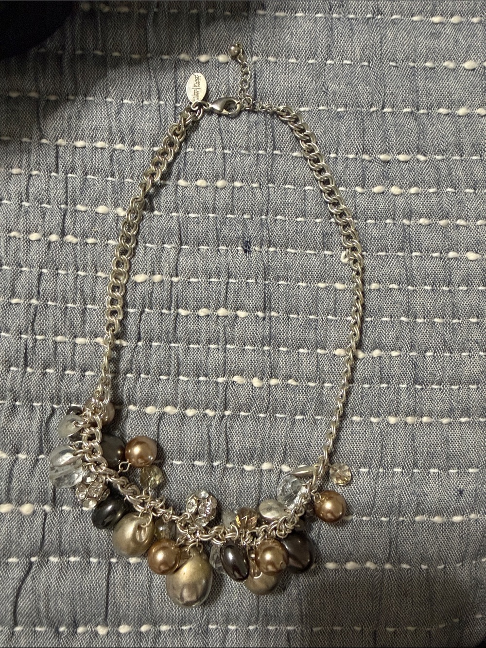 White House Black Market Mixed Metallic and Crystal Bead Necklace